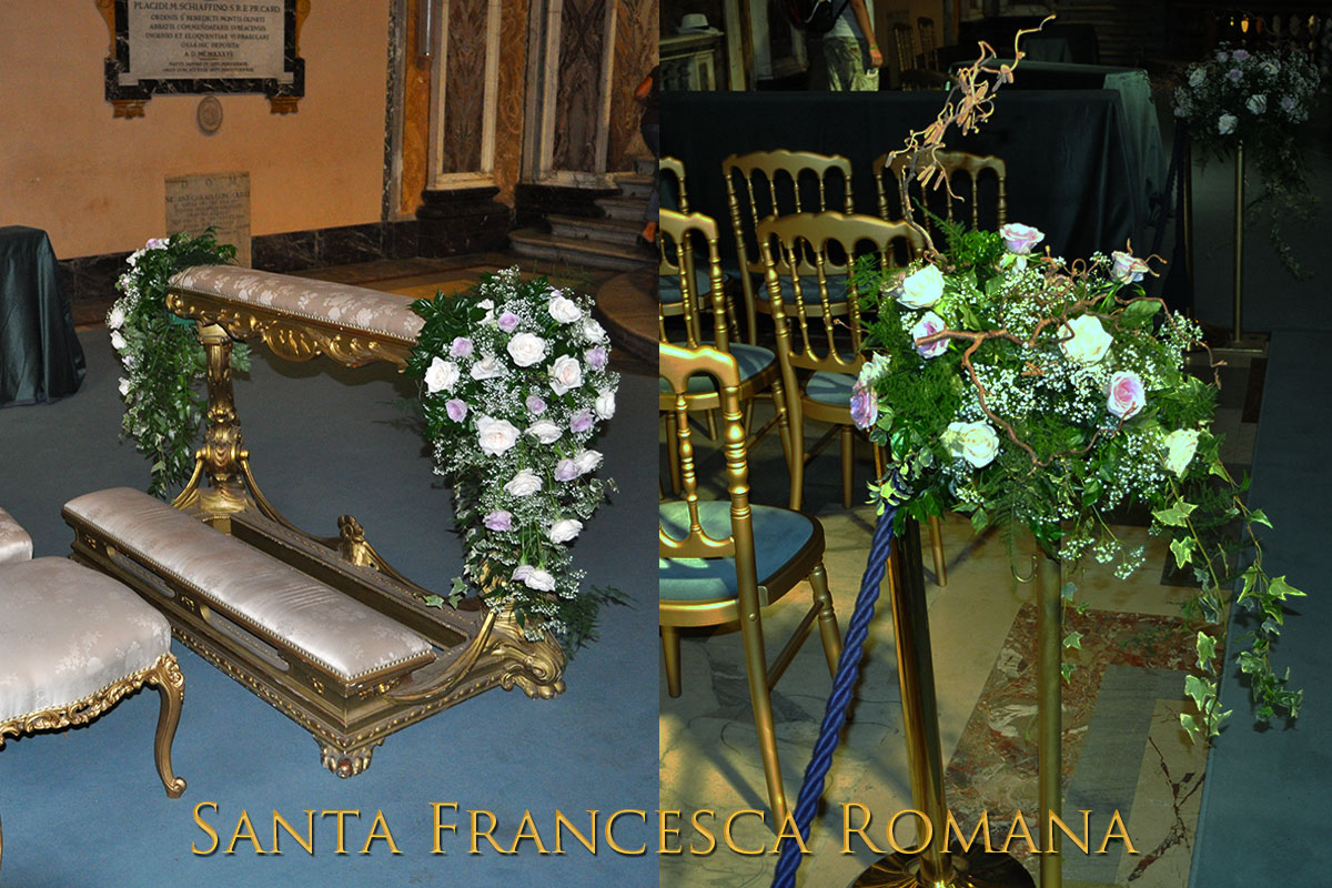 Arrangement of flowers for Wedding in the Church of Santa Francesca Romana